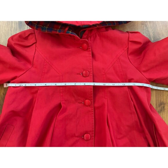 VTG 70s Rothschild Red Girls Coat (6X) Union Made ILGWU, Lined Hood Swing Coat - Picture 11 of 16